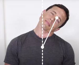 Measure neck lateral flexion by tilting your head to the side, as if touching your ear to your shoulder